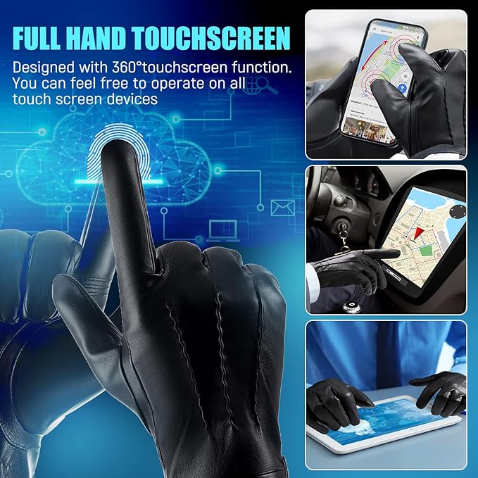 Leren touchscreen winterhandschoenen
