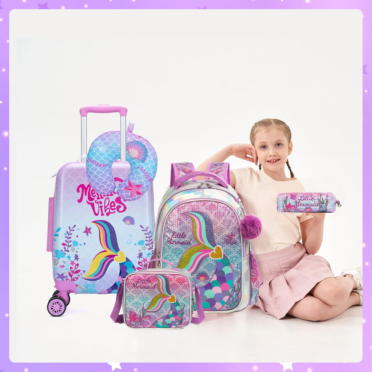 Kinder bagage set 5-delig met hard shell en spinnerwielen