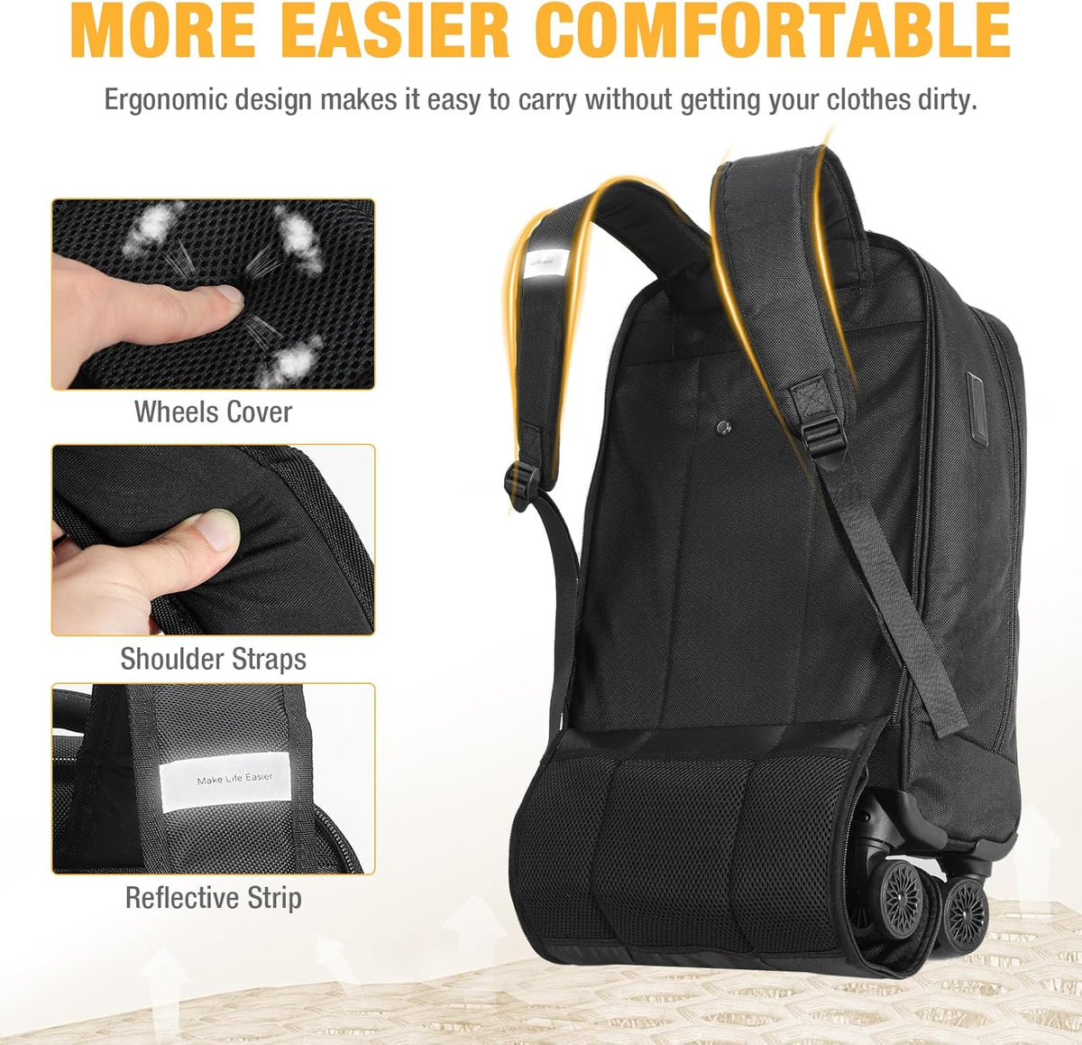 30L laptop trolley met 4 spinner wielen & ontwerp