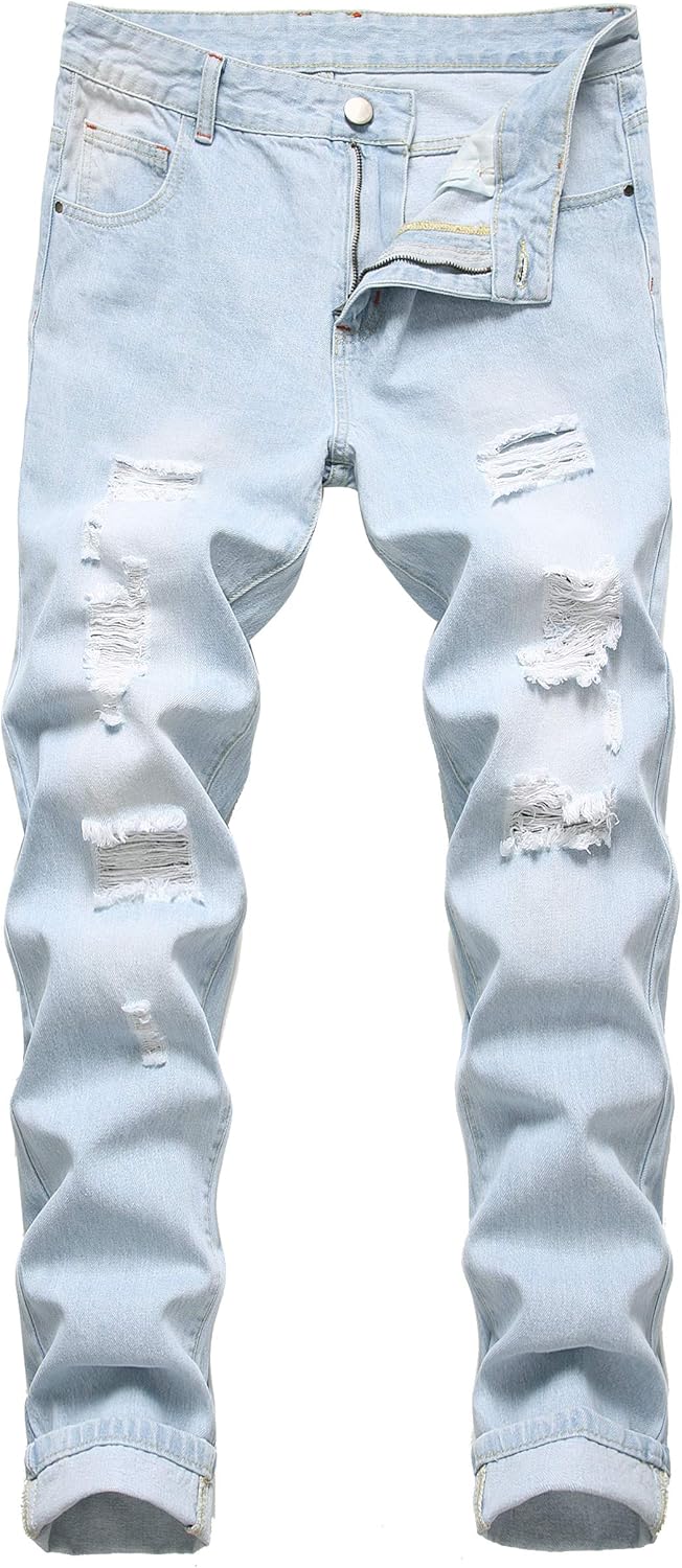 Heren slim-fit ripped jeans