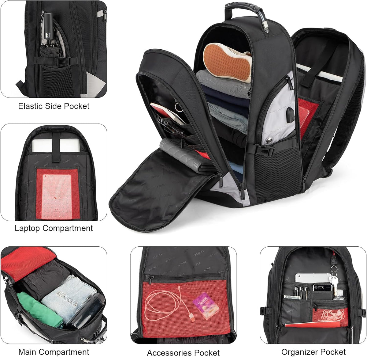 Anti-Diefstal laptop- & reisrugzak met USB-poort – 17,3" — afbeelding 34
