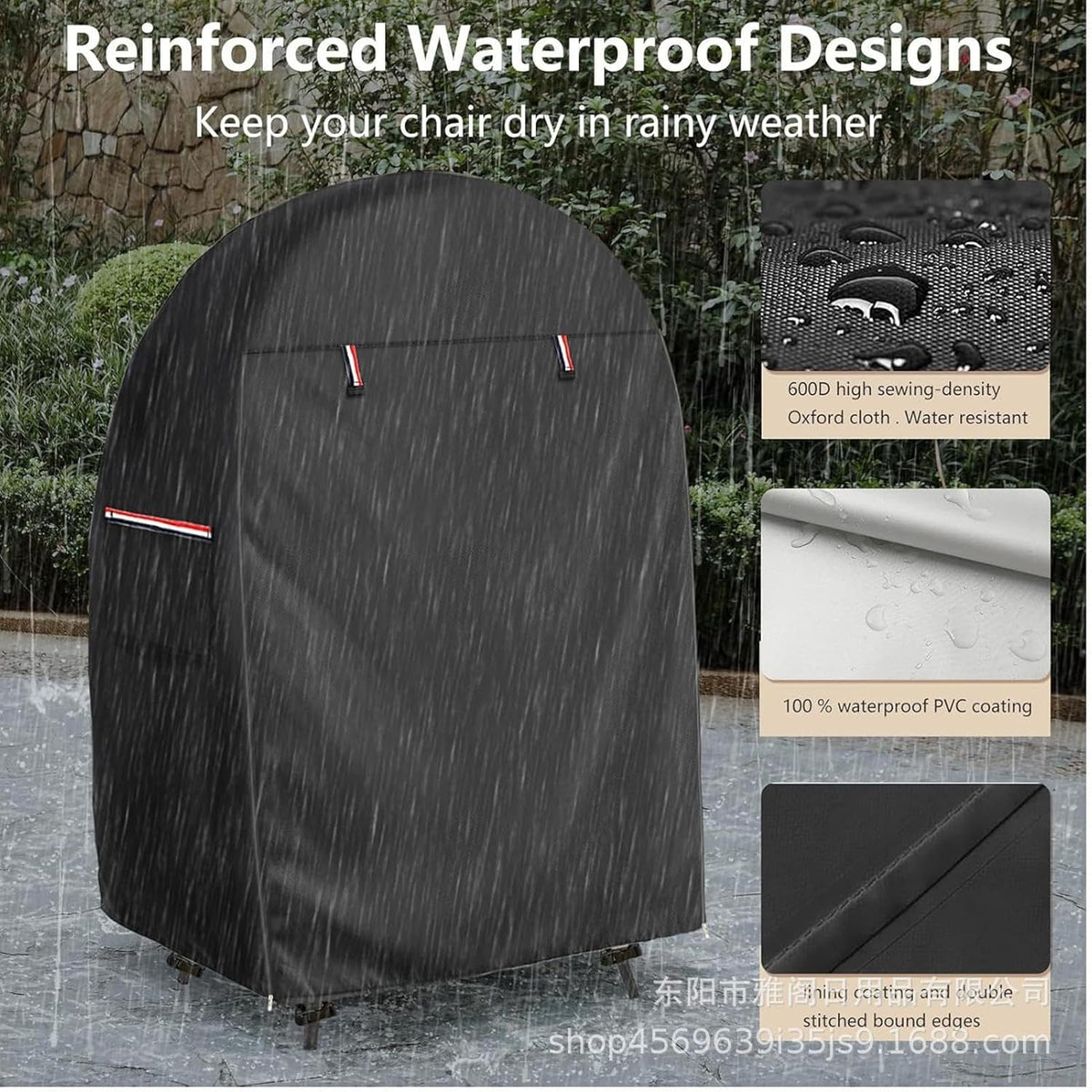 Eivorm stoel cover met dubbele rits