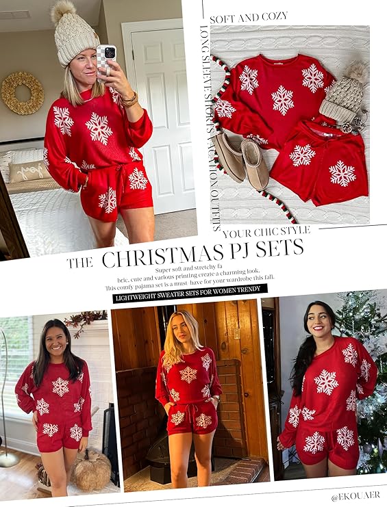 Casual kerst gebreide pyjama