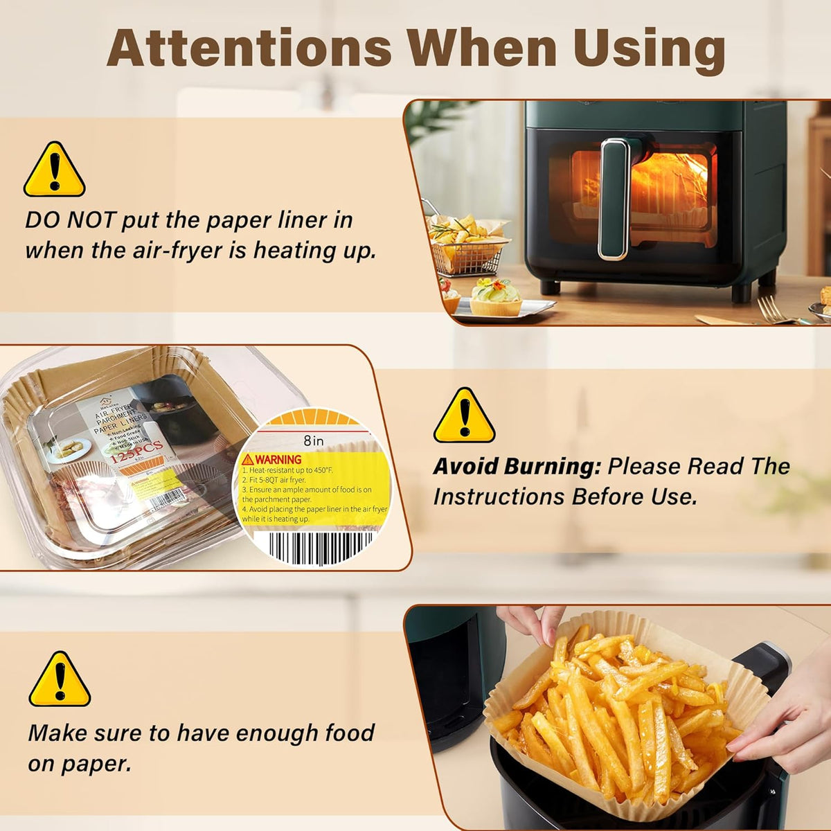 Antiaanbak wegwerp airfryer liners