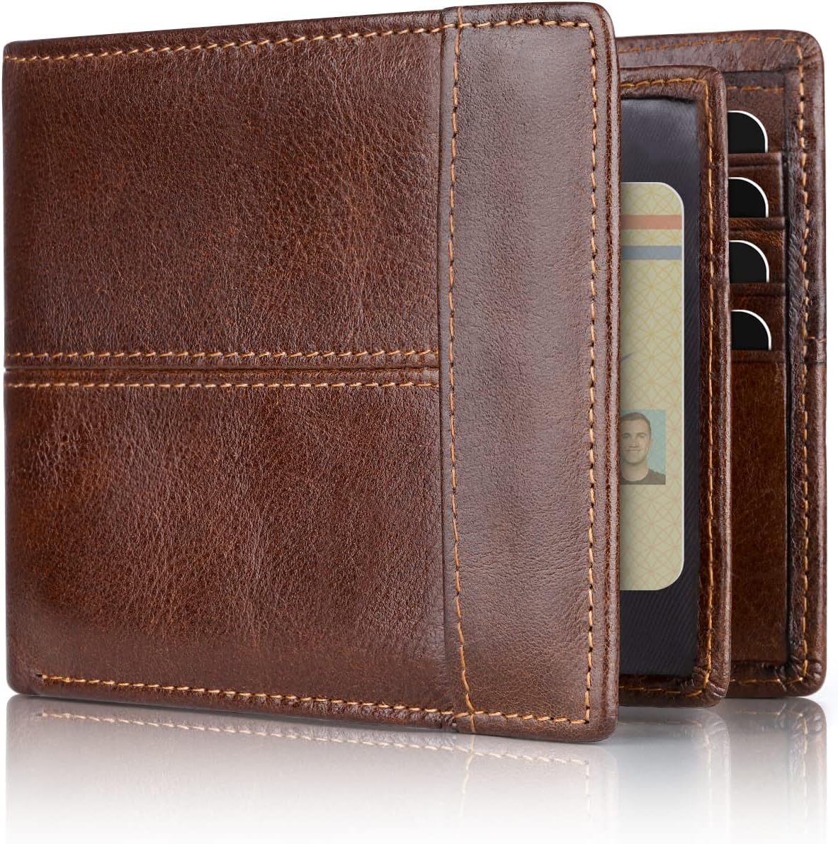 RFID-Blocking leren bifold portemonnee voor mannen