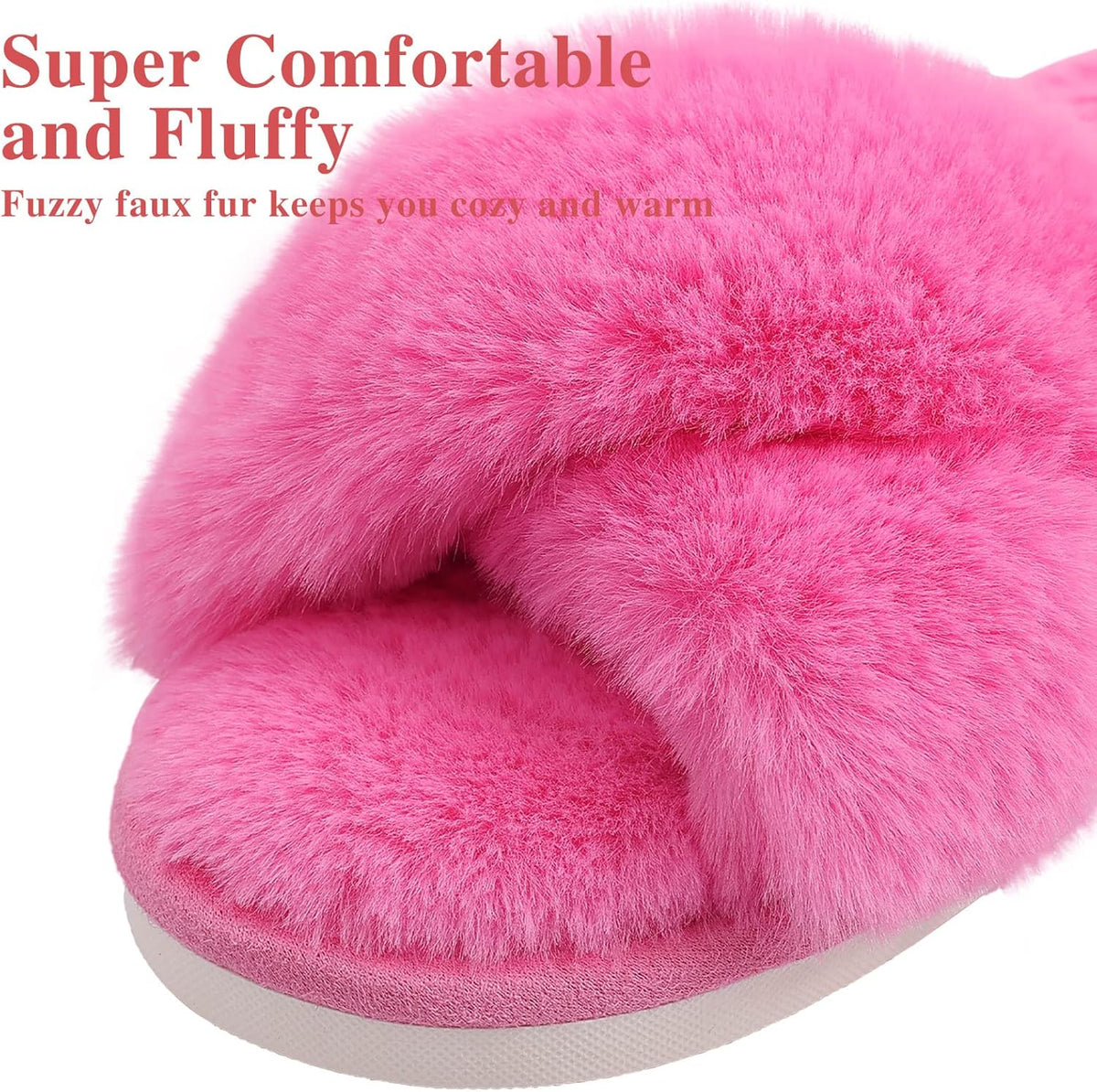 Fuzzy slippers met memory foam