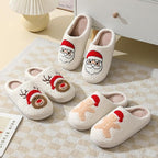 Warme retro pluche kerstpantoffels