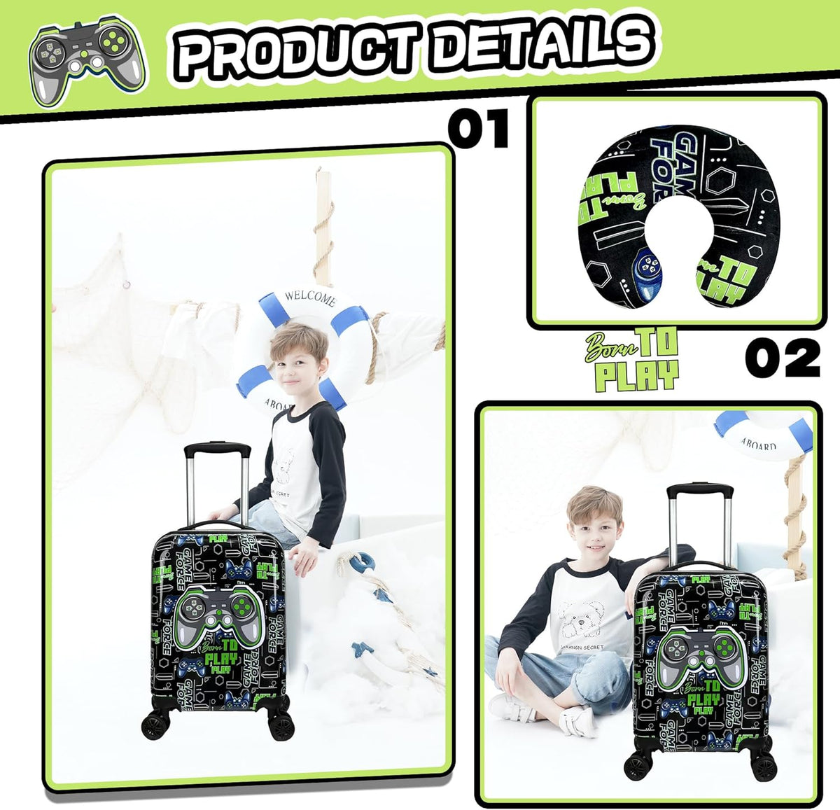 Kinder bagage set 5-delig met hard shell en spinnerwielen
