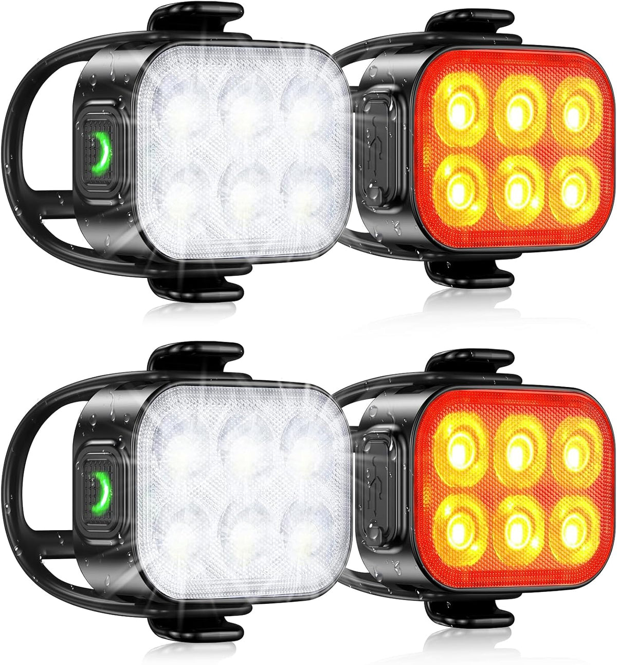 Ultra slank USB oplaadbare fietsverlichting set met 4+6 modi