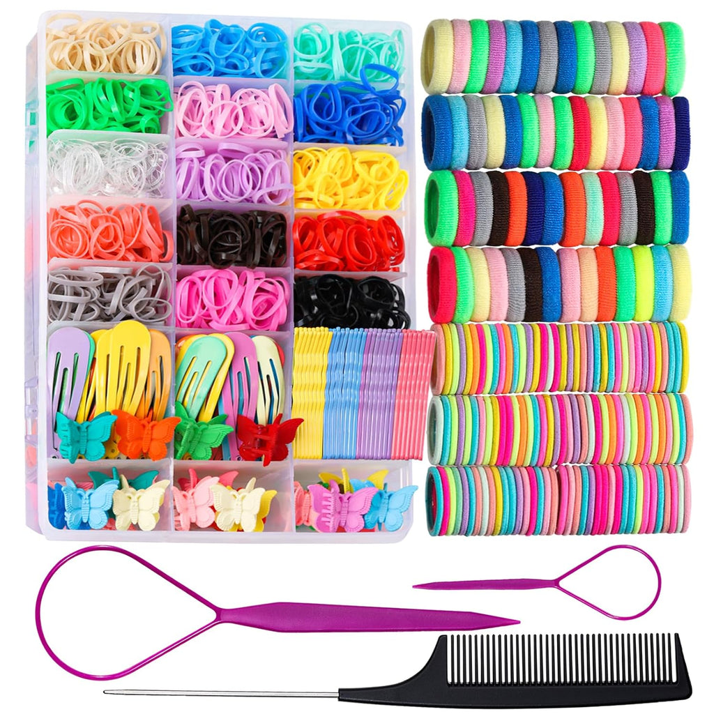 Set met elastische haarbanden en accessoires in meerdere kleuren