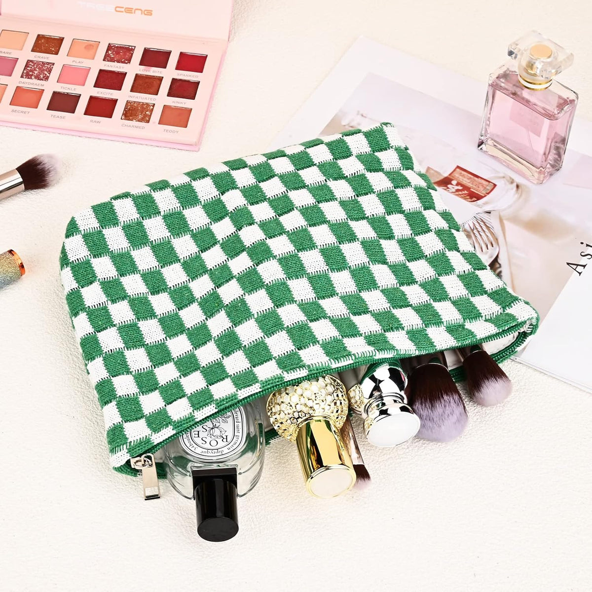 Set geruite make-uptassen