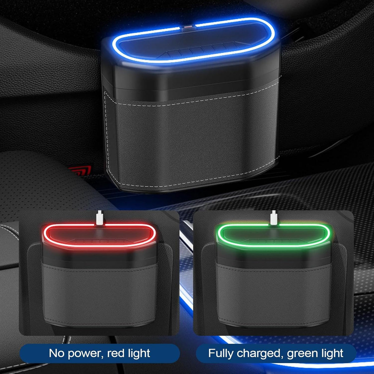 Geuroverproof auto vuilnisbak met touch light