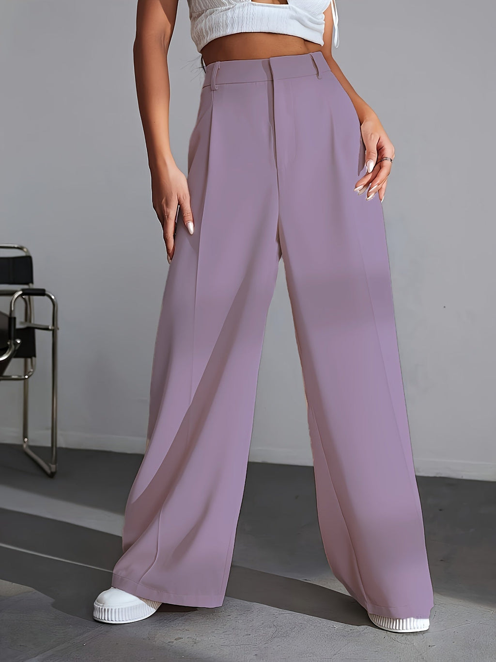 Effen broek met wijde pijpen