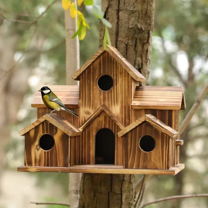 6 gats handgemaakt vogelhuisje
