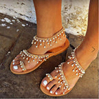 Dames sandalen met parelaccent