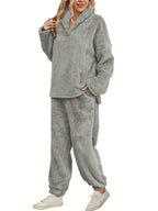 Warme coral fleece dames loungewear set