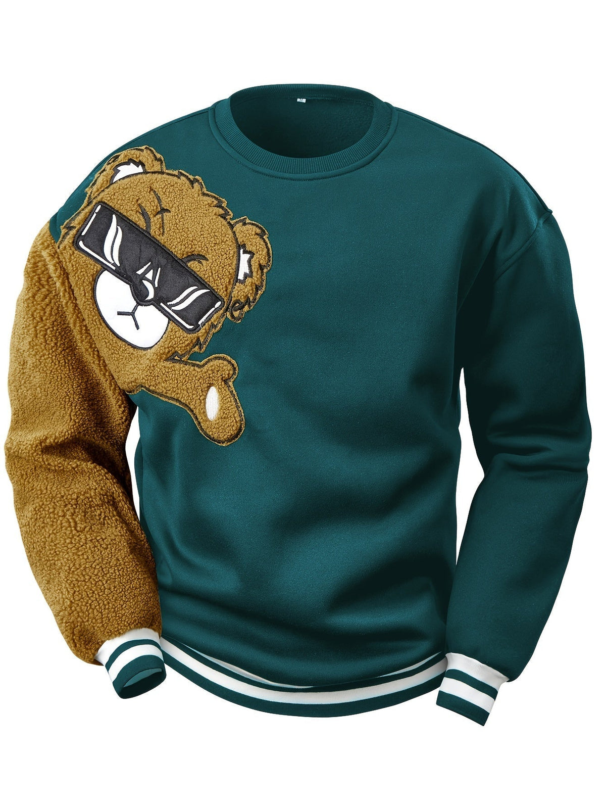Heren sweatshirt met geborduurde cartoonbeer