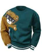 Heren sweatshirt met geborduurde cartoonbeer