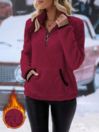 Kleurvol sweatshirt met halve ritssluiting