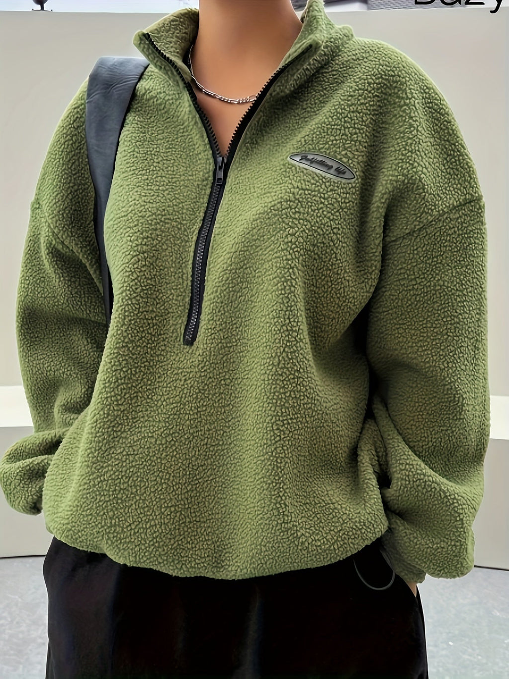 Effen pullover sweatshirt met ritssluiting