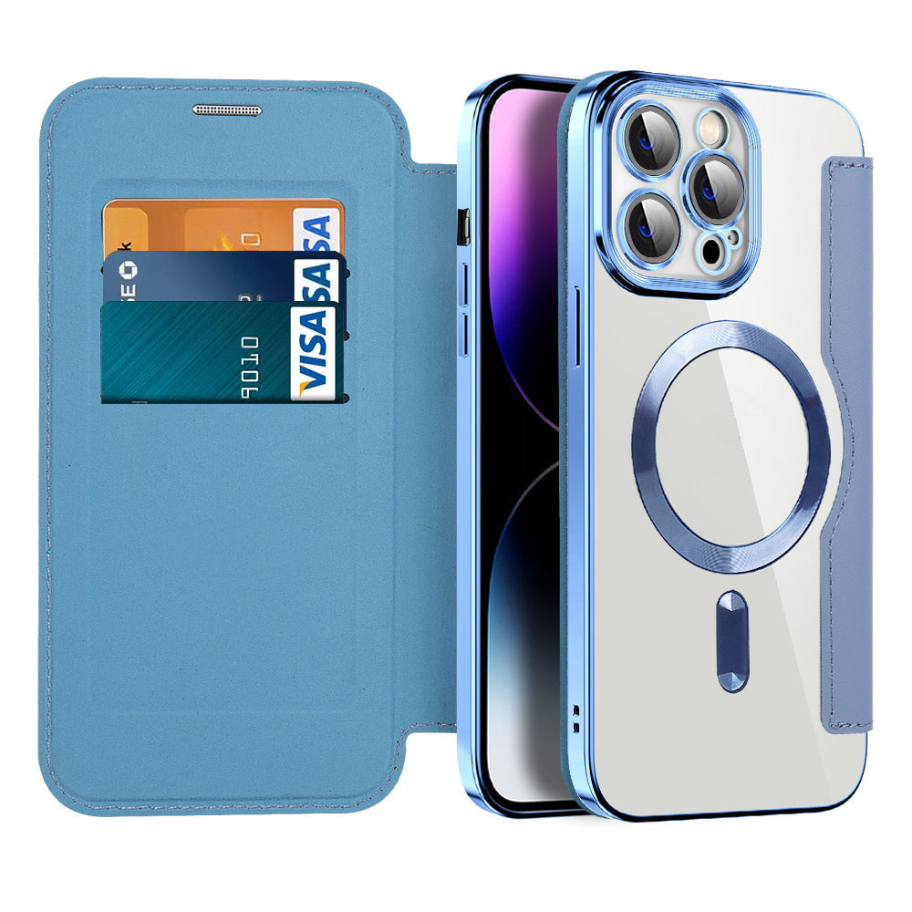 Leren flip case met magnetische adsorptie & rfid-bescherming – valtrix — afbeelding 4