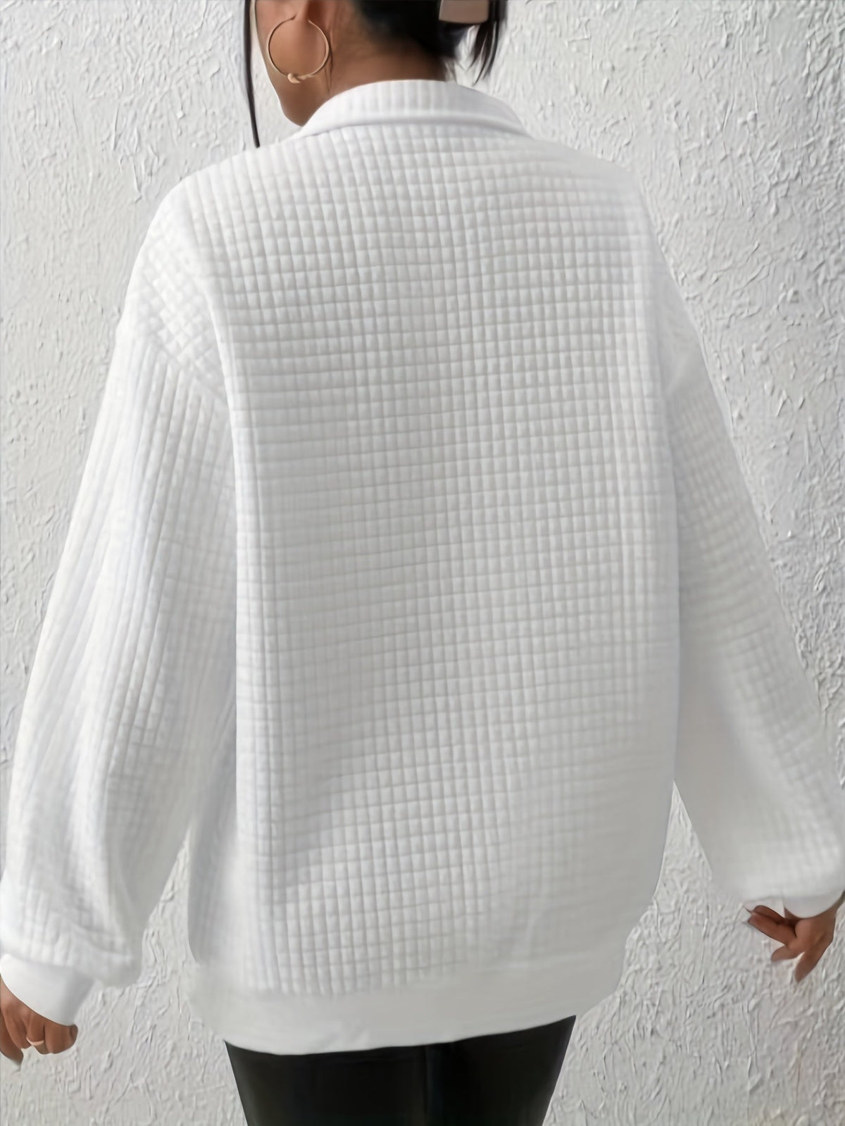 Pullover met wafelstructuur en kwartrits