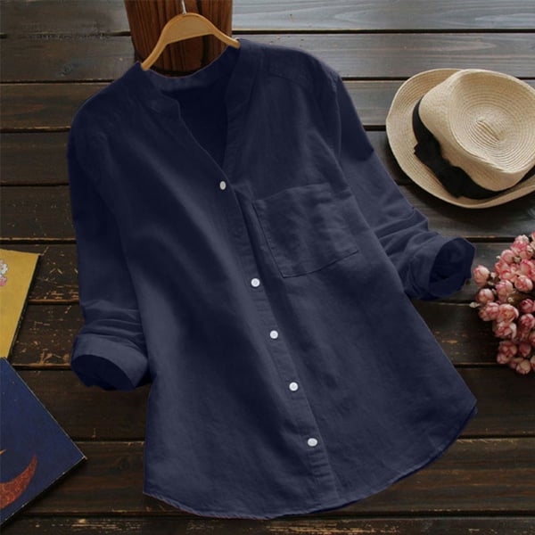 Dames linnen shirt met lange mouwen