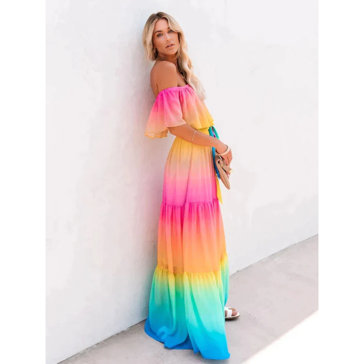 Multicolor zomerjurk met flatterende pasvorm