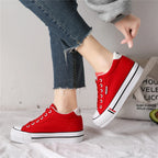 Dames canvas sneakers met plateauzool