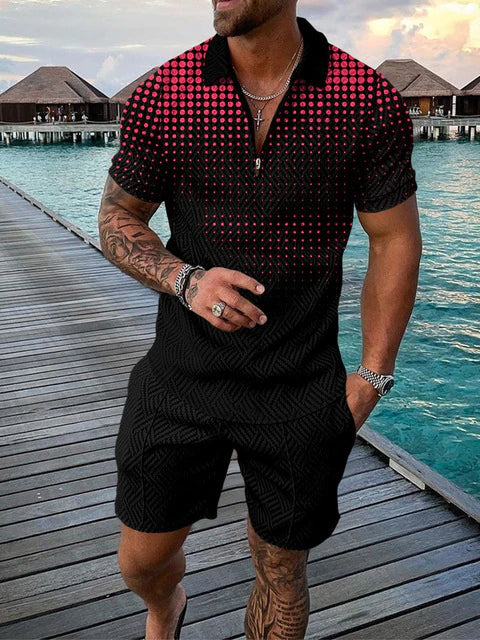 Tweedelige heren zomerset met polo en shorts