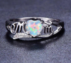 Mam gegraveerd hart opaal ring