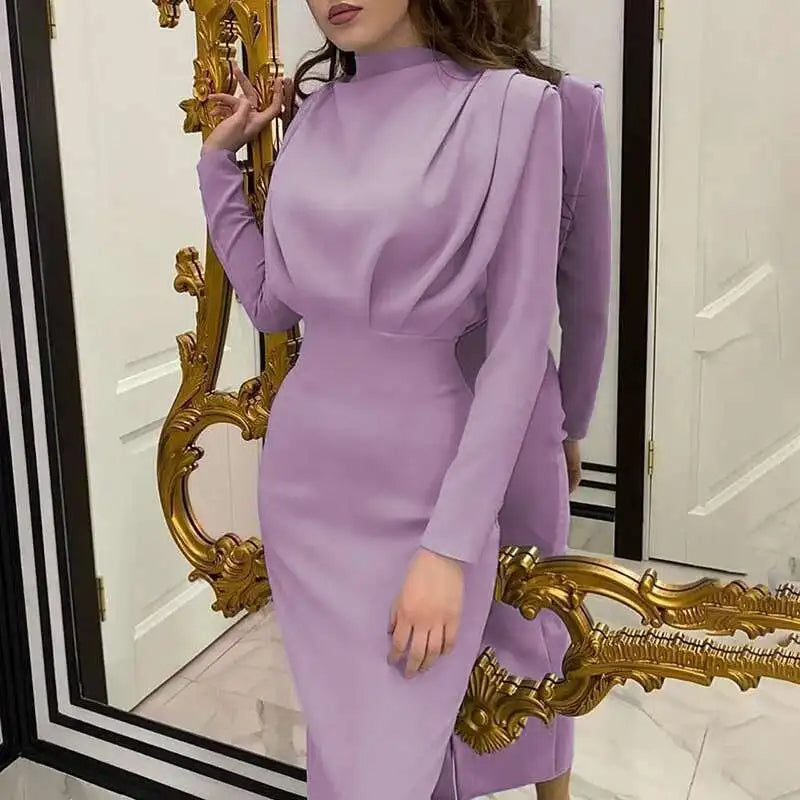 Bodycon midi jurk met turtleneck — afbeelding 5