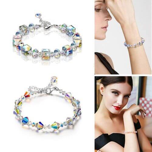 Vierkante glazen kristal armband