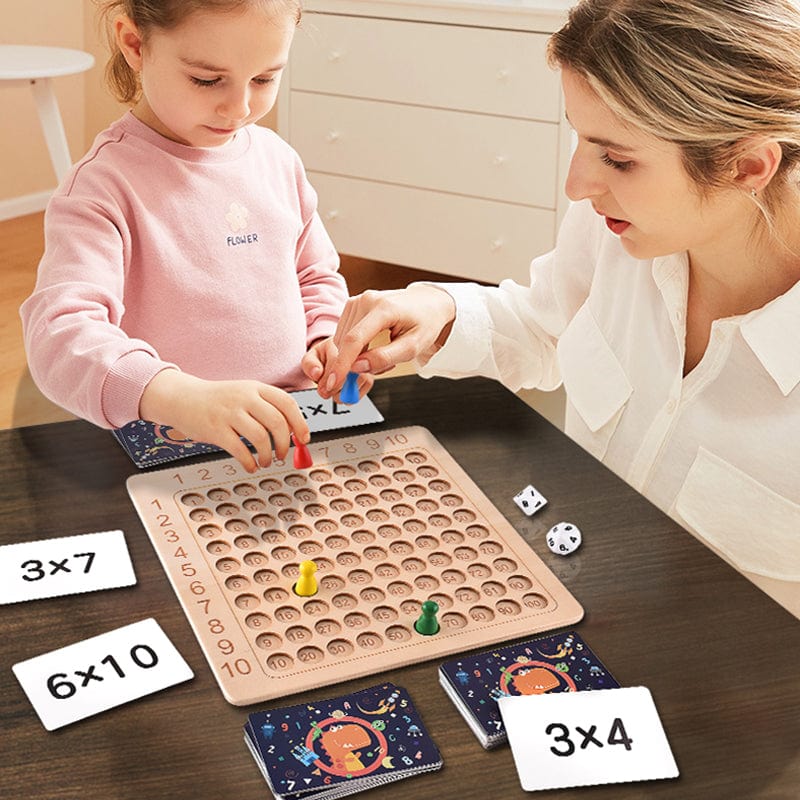 Houten montessori vermenigvuldigings bordspel FunnyCalc
