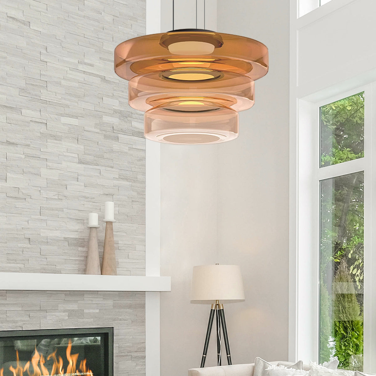 Glazen hanglamp in bauhaus stijl
