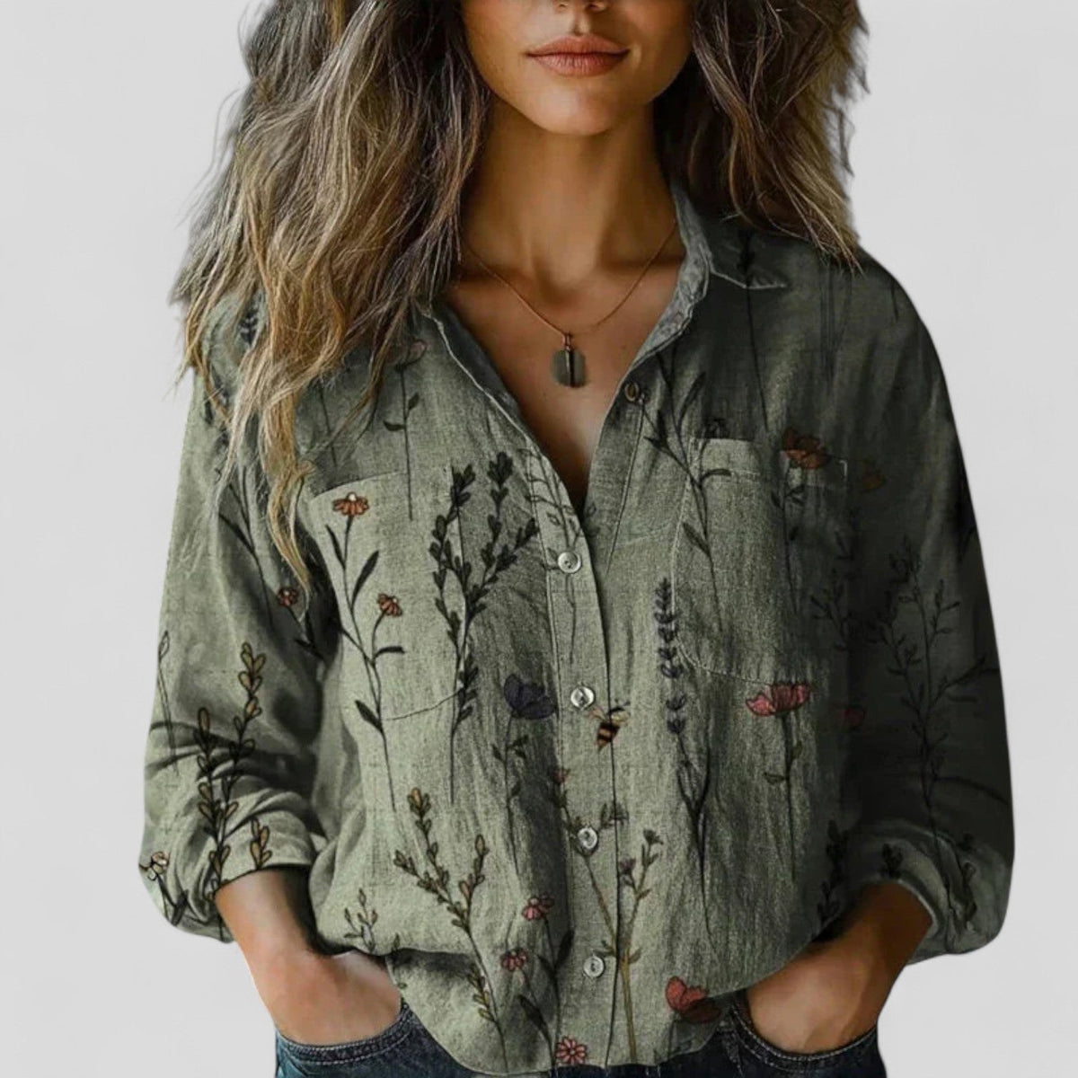 Frida | Overhemdblouse met kleurverloop