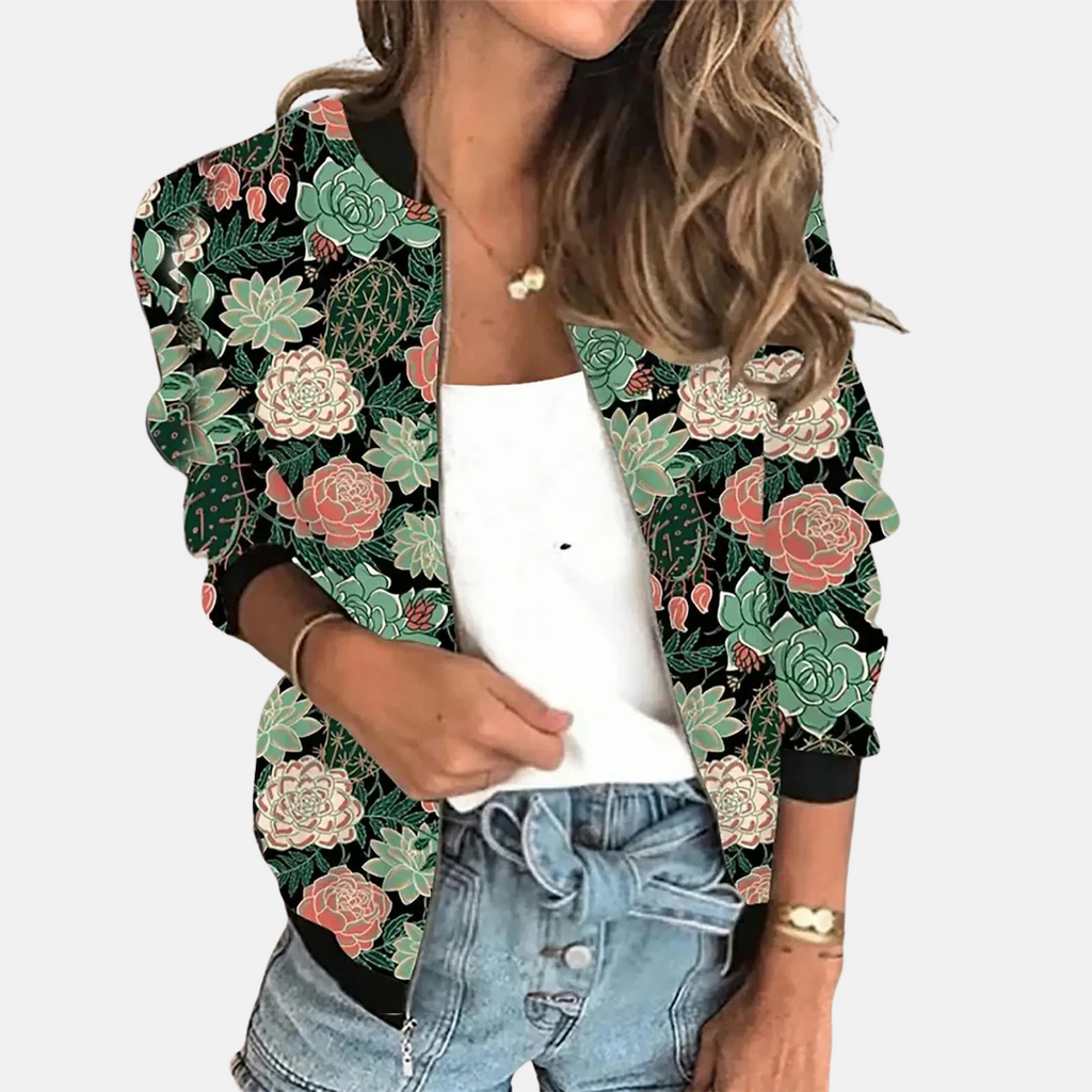 Dames retro bomberjack met print — afbeelding 24
