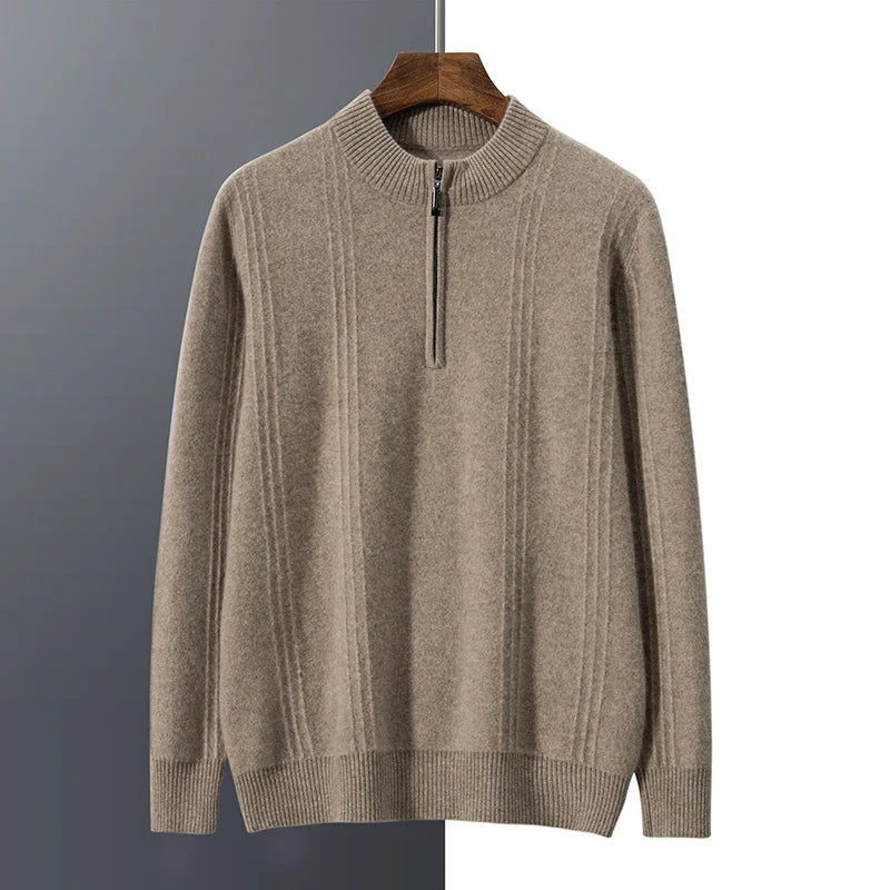 Warme casual herentrui met halve rits