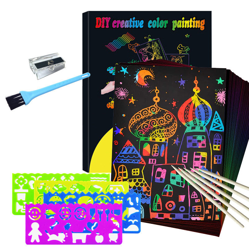 Kraskaartset met magische regenboogkleuren