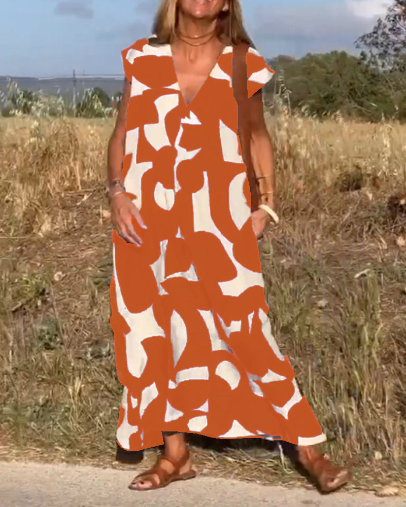 V-Hals maxi jurk met print