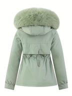 Dames winterjas met afneembare bontcapuchon