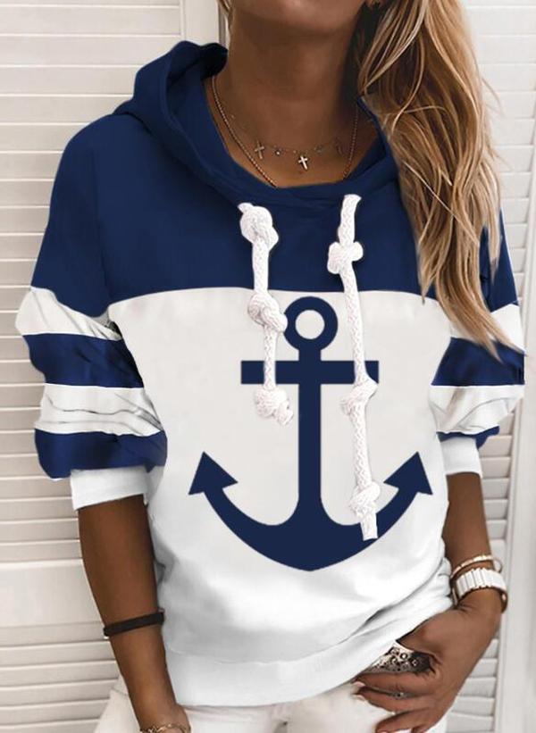 Kleurblok hoodie met ankerontwerp