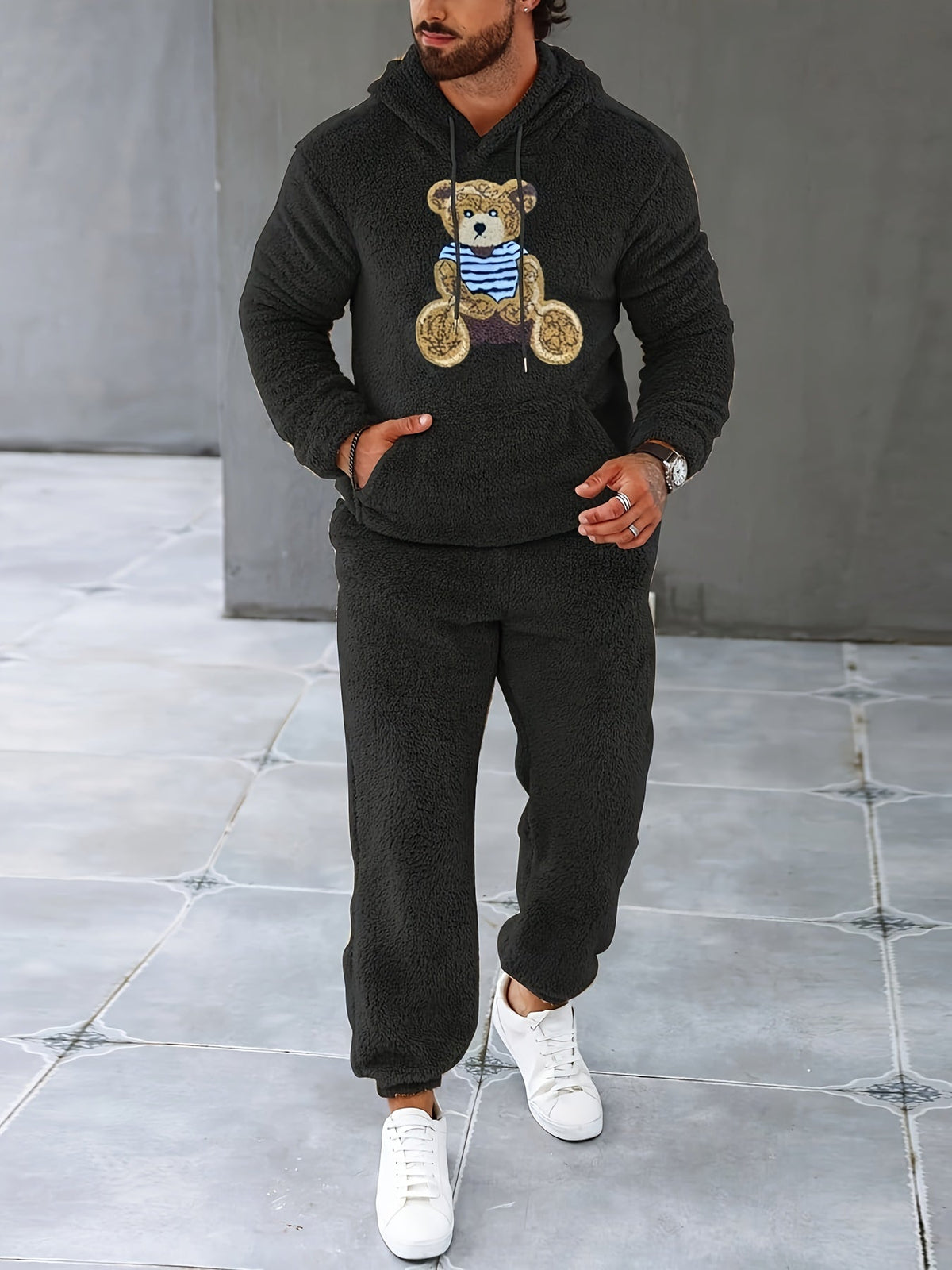 Fuzzy fleece tweedelige outfitset