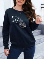 Casual sweatshirt met verenprint