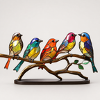 Decoratieve vogels op tak – handgemaakt beeld