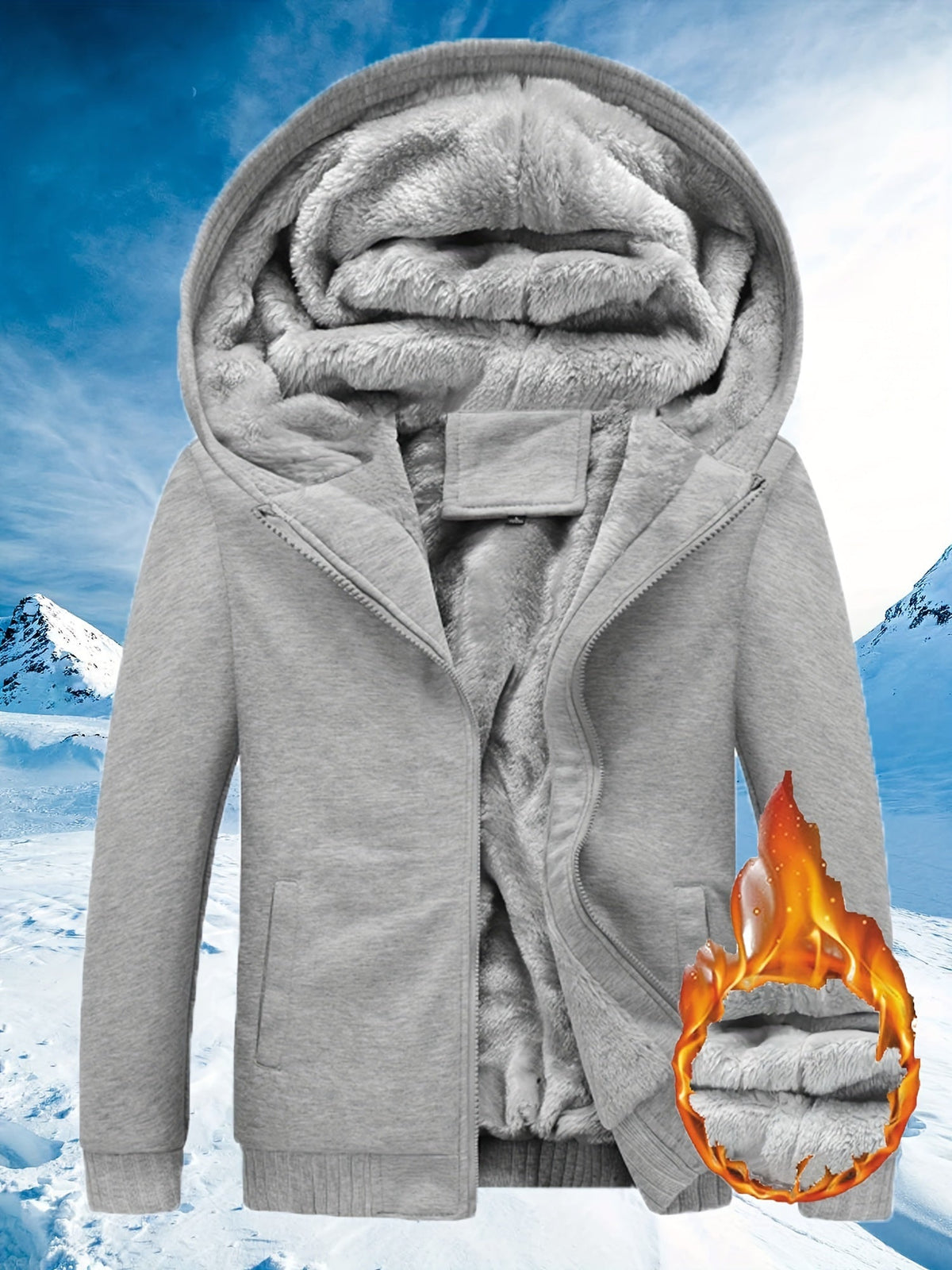 Winter warm fleece jack met capuchon