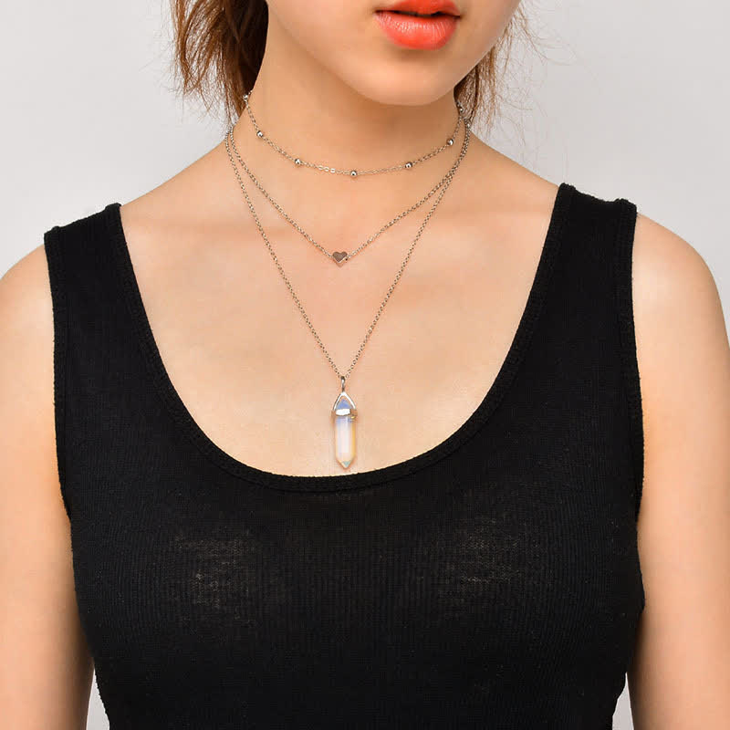 Natuurlijke kristallen hexagon edelsteen ketting