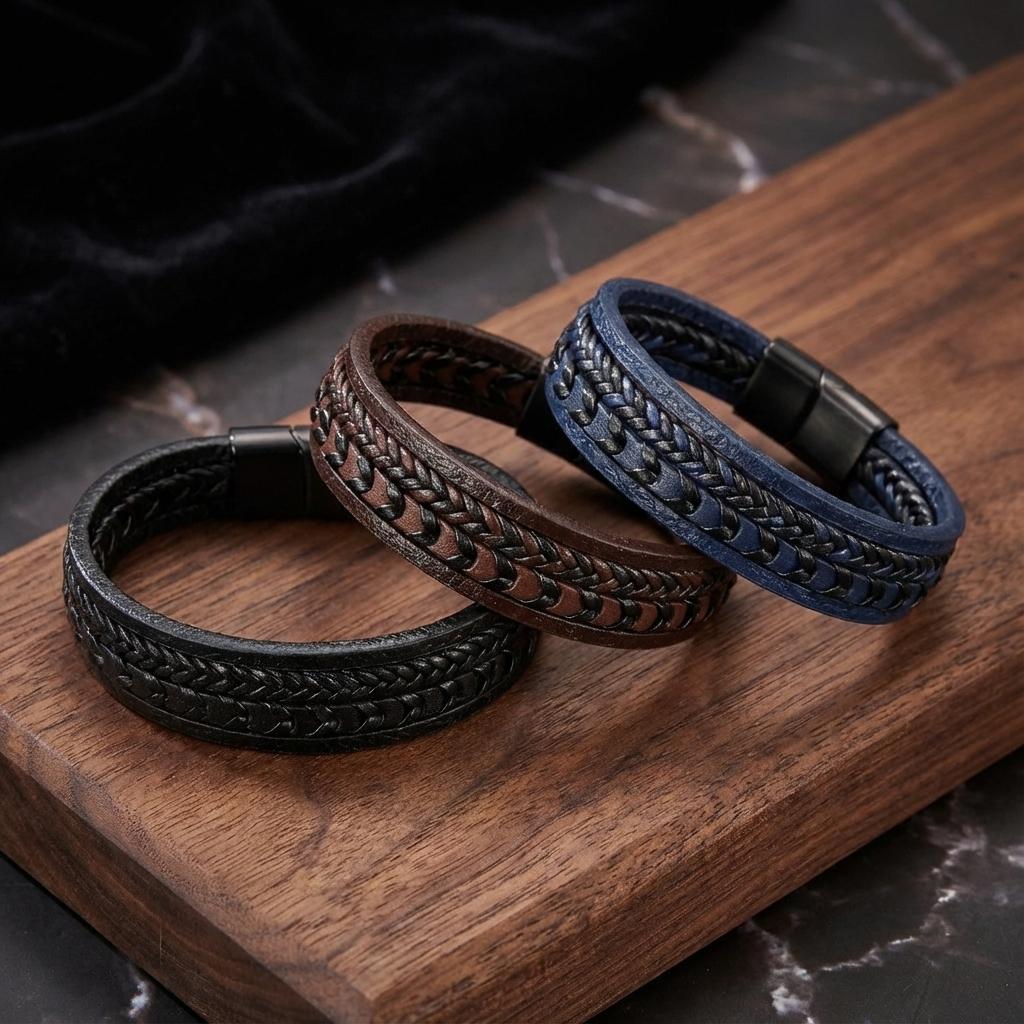 Gelaagde gevlochten armband met magneetsluiting