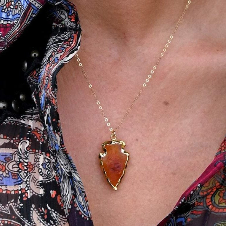 Natuurlijke kristal carnelian pijlpunt halsketting