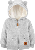 Gevoerde baby sweater met capuchon